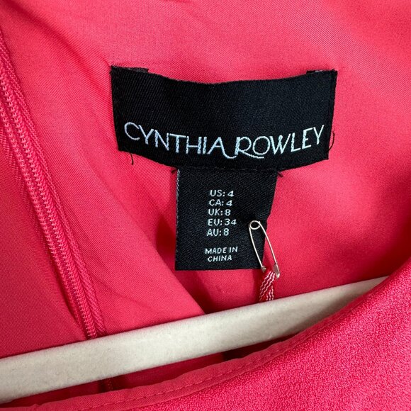 3/$25 Cynthia Rowley Shift Dress 4 Cold Shoulder Flounce Short Sleeves Pink NWT - Picture 4 of 10